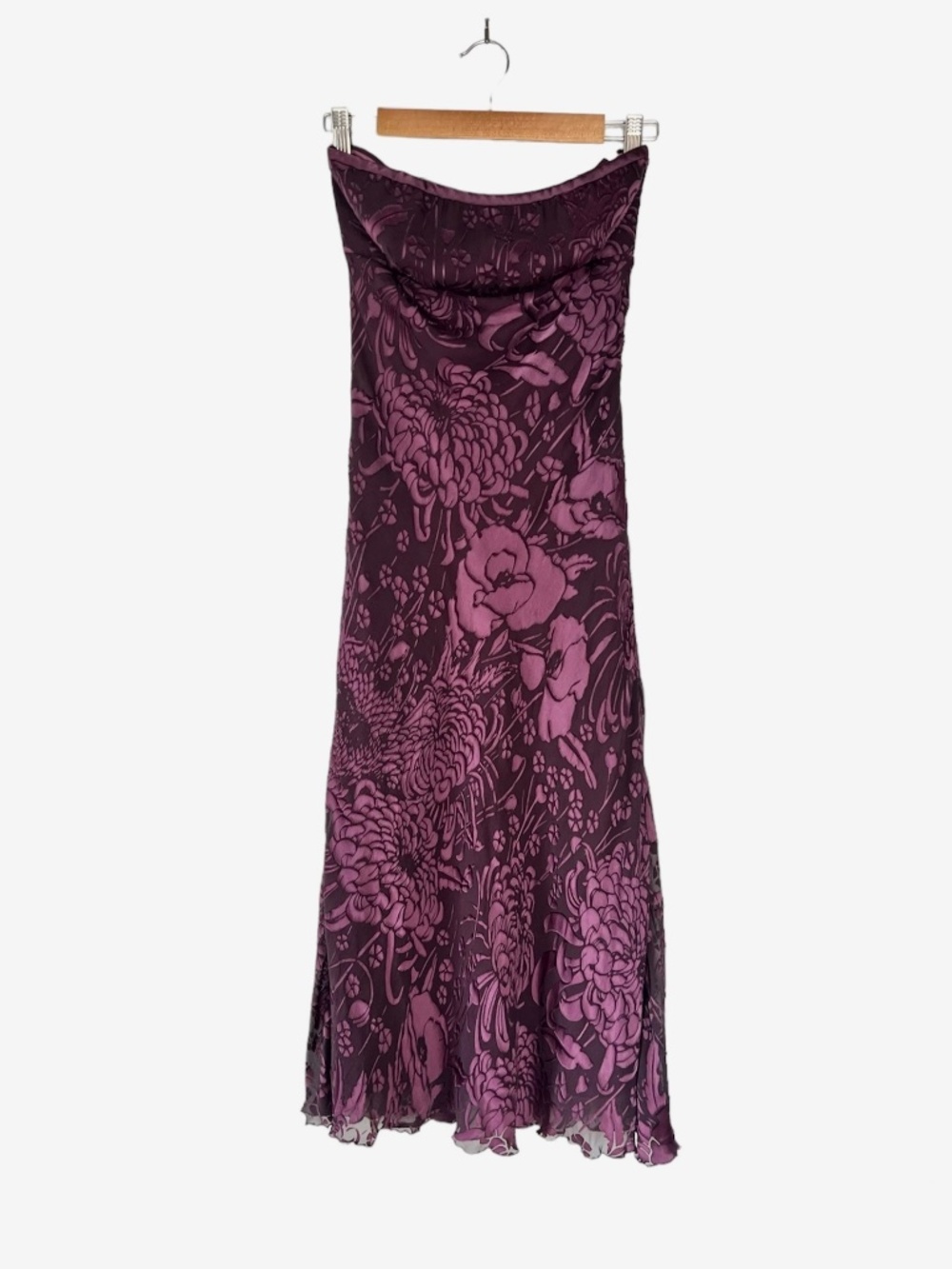 Vintage Nicole Miller Strapless Floral Midi Dress Size 6 90s Cocktail Party
